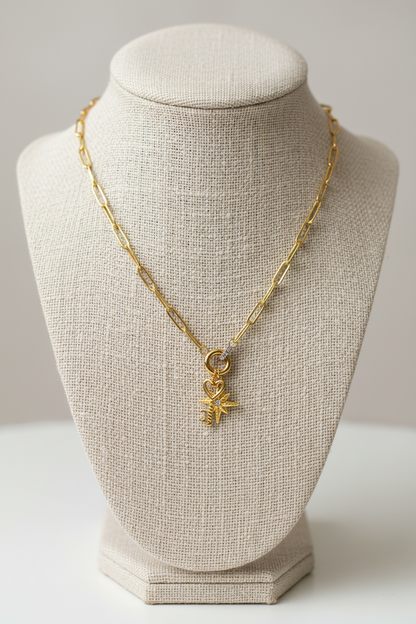 Paperclip Charm Necklace - Gold