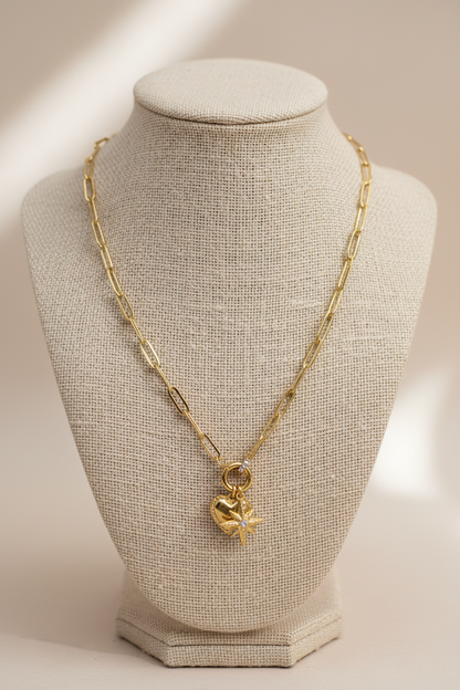 Paperclip Charm Necklace - Gold