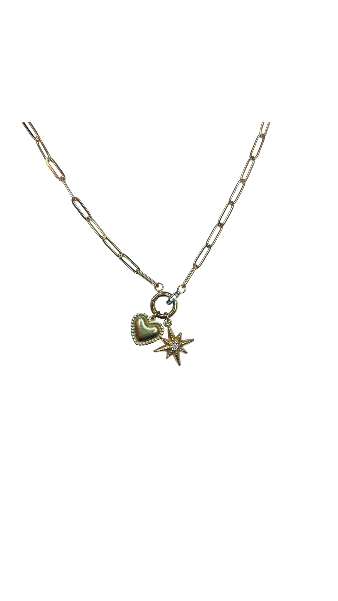 Paperclip Charm Necklace - Gold
