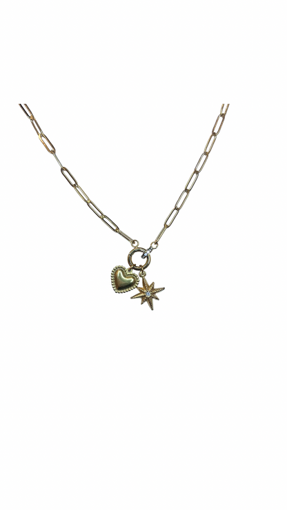 Paperclip Charm Necklace - Gold