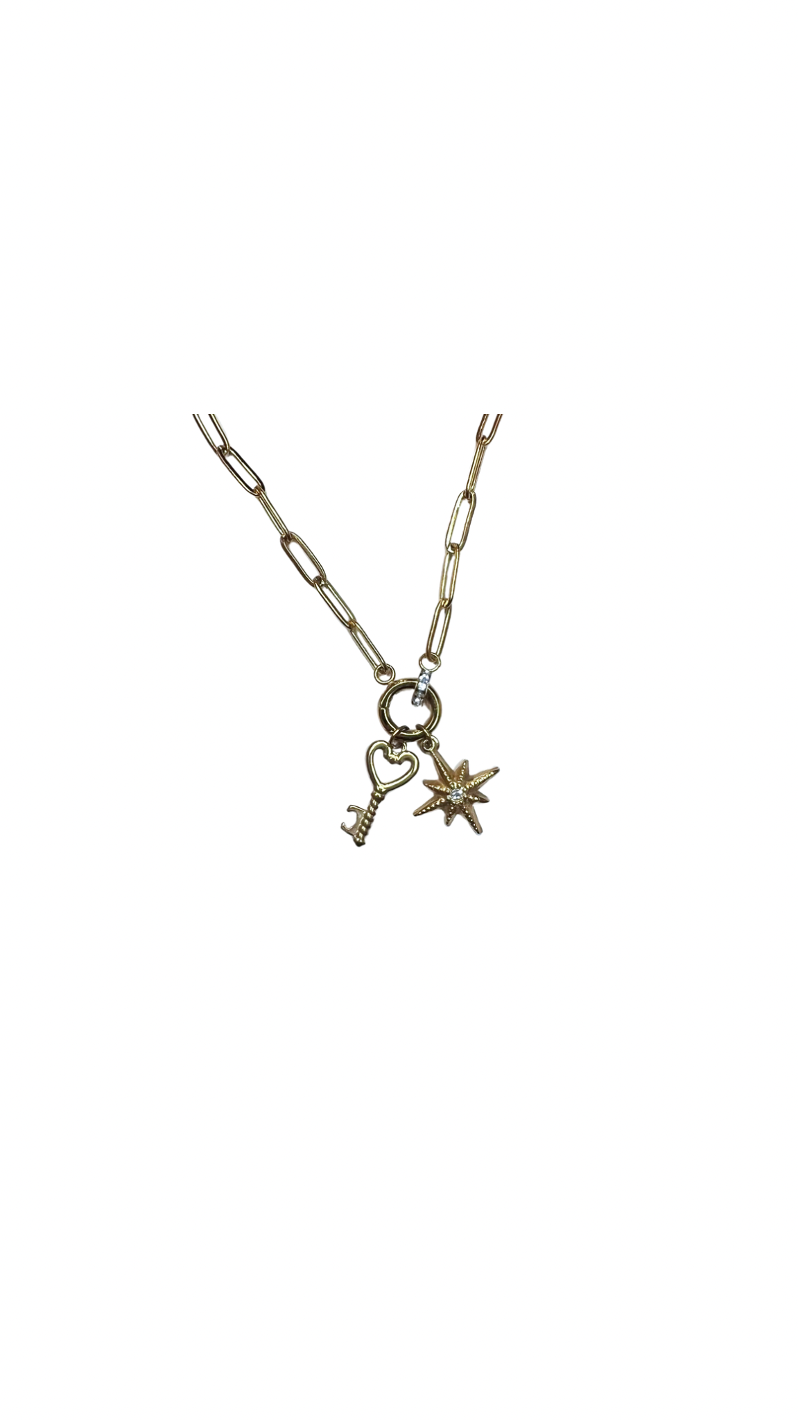 Paperclip Charm Necklace - Gold